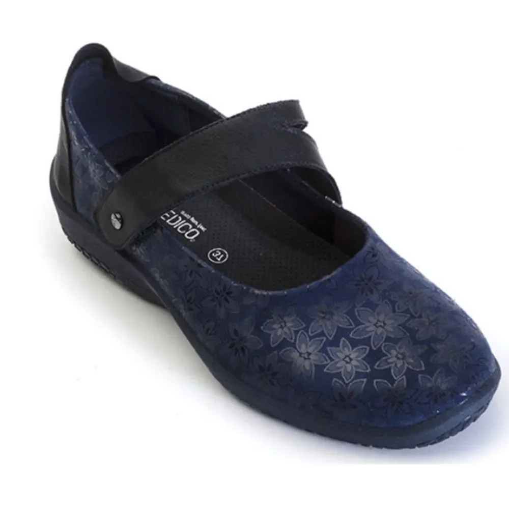 Arcopedico COSMOS Navy Blue Floral Soft Structure Mary Jane Walking Shoes